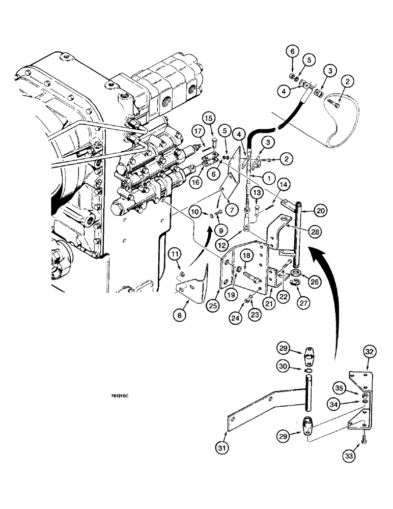 Схема запчастей Case W14 - (276) - TRANSMISSION CONTROL PARTS, CABLE AND CABLE MOUNTING, USED (06) - POWER TRAIN