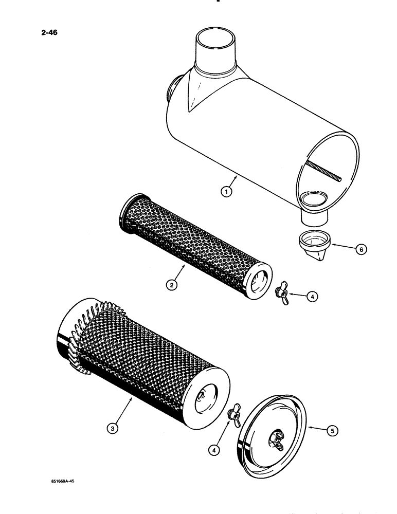 Схема запчастей Case 621 - (2-46) - AIR CLEANER ASSEMBLY (02) - ENGINE