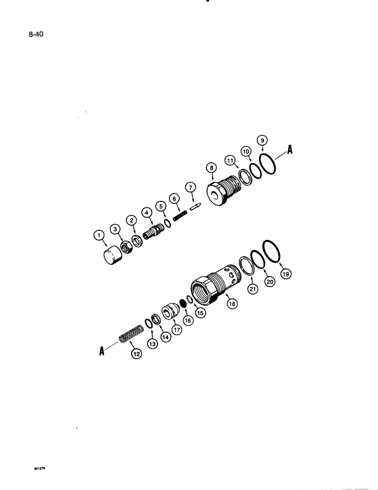 Схема запчастей Case 821 - (8-040) - CIRCUIT RELIEF VALVE - N9469 (08) - HYDRAULICS