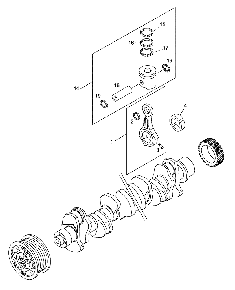 Схема запчастей Case 327B - (01A00000289[001]) - PISTONS INSTALL (87522844) (01) - ENGINE