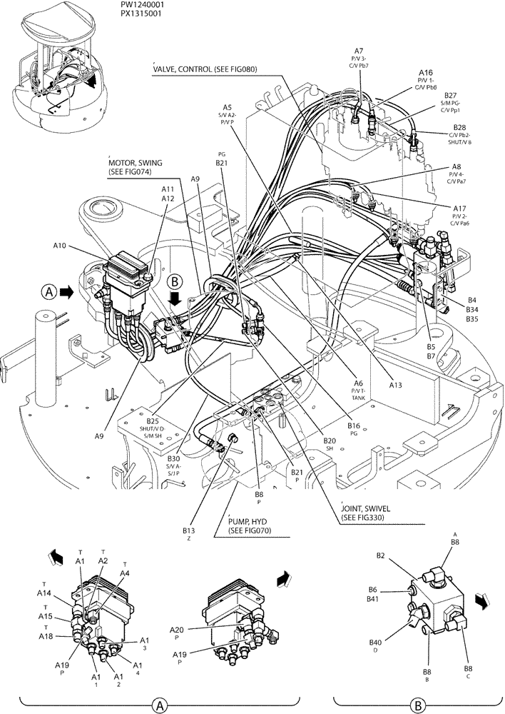 Схема запчастей Case CX36B - (05-008[01]) - CONTROL LINES, REMOTE, P/N PW62H00008F1 (35) - HYDRAULIC SYSTEMS