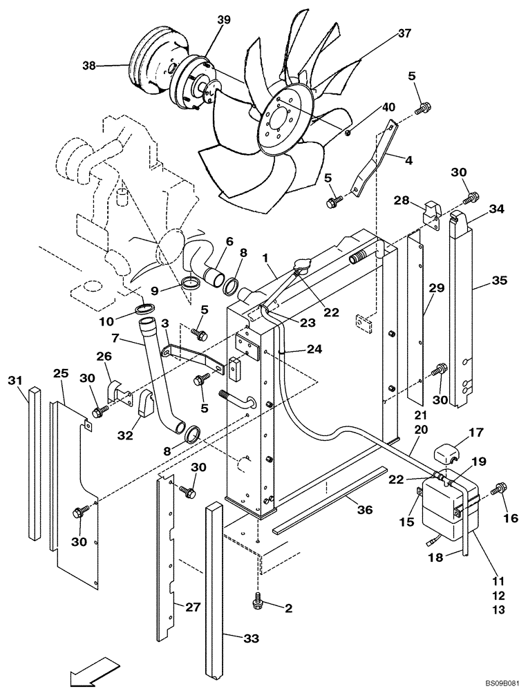 Схема запчастей Case CX130 - (02-04) - RADIATOR - COOLANT RECOVERY SYSTEM (02) - ENGINE