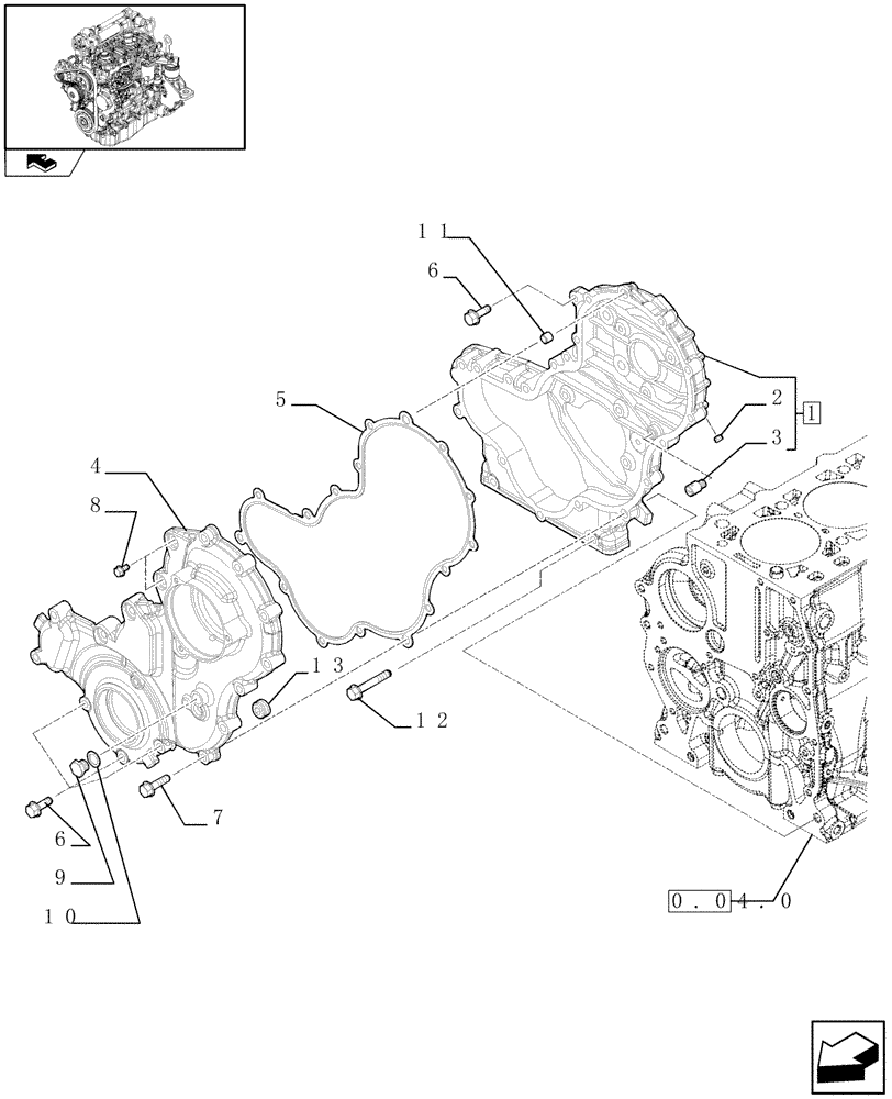 Схема запчастей Case F5CE5454B A002 - (0.04.3[01]) - ENGINE BLOCK FRONT COVER (504183270) 