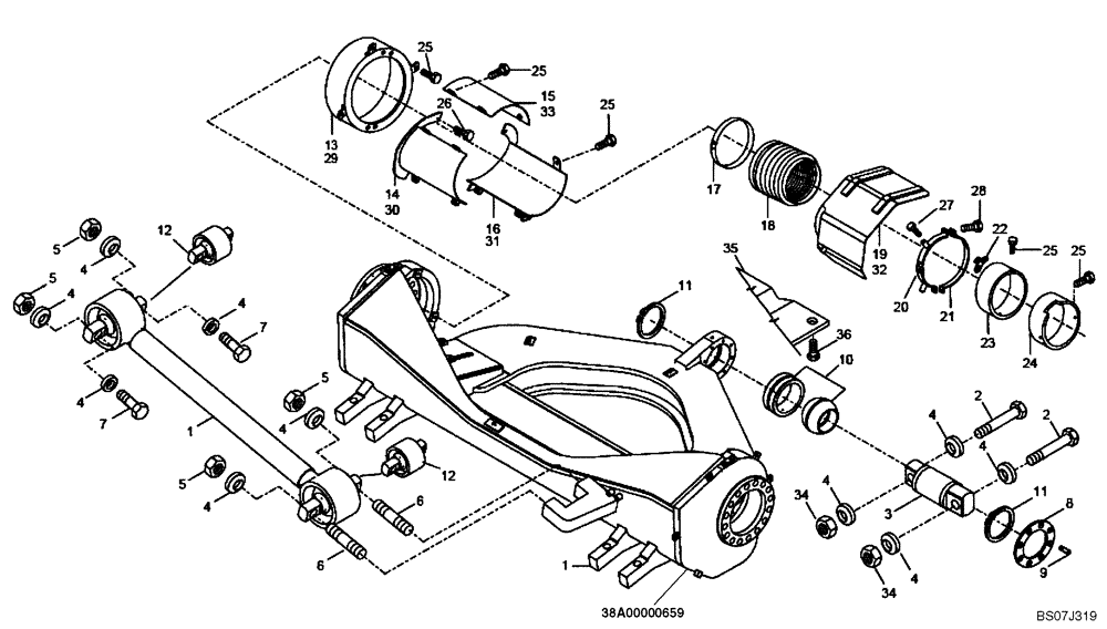 Схема запчастей Case 330B - (38A01040659[001]) - SUSPENSION INSTALL, FRONT (87671749) (09) - Implement / Hydraulics / Frame / Brakes