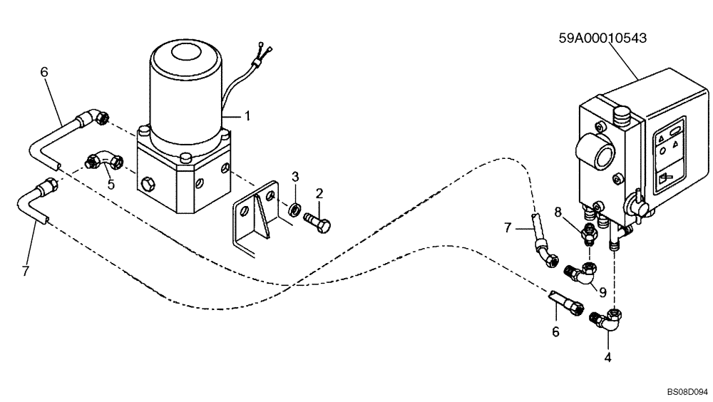 Схема запчастей Case 340B - (59A00020544[001]) - PUMP, ENGINE HOOD TILT (87475003) (09) - Implement / Hydraulics / Frame / Brakes