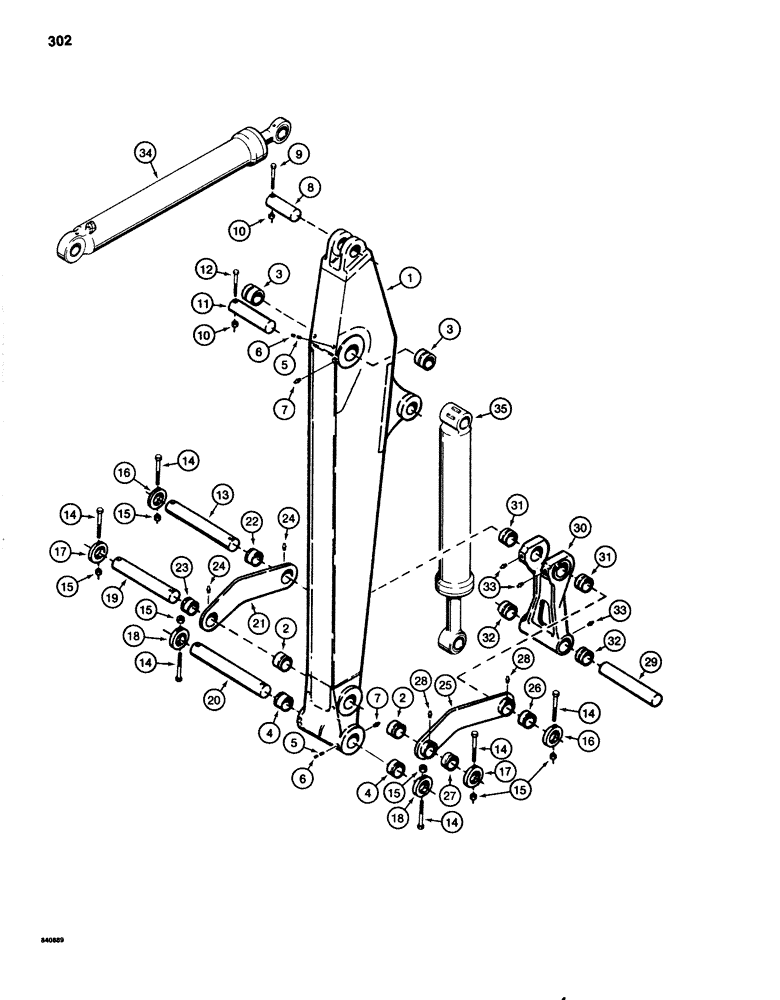 Схема запчастей Case 1080 - (302) - E BOOM ARM AND ATTACHMENT LINKS (84) - BOOMS, DIPPERS & BUCKETS