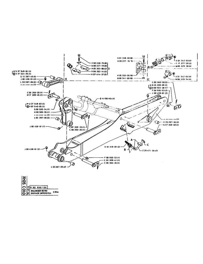 Схема запчастей Case 160CL - (303) - BACKHOE DIPPERSTICK (14) - DIPPERSTICKS