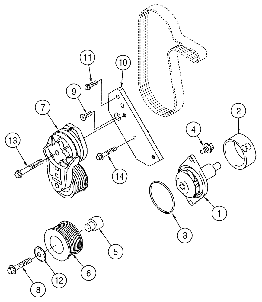 Схема запчастей Case 621D - (02-13) - WATER PUMP SYSTEM, 6T-590 EMISSIONS CERTIFIED ENGINE (02) - ENGINE