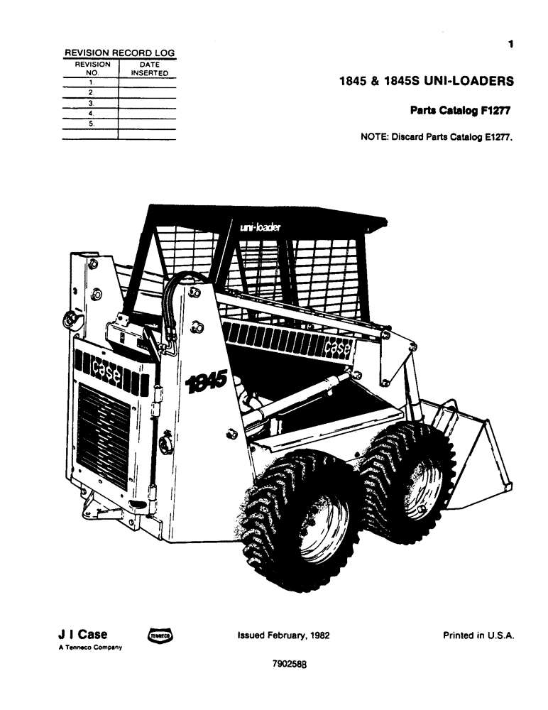 Схема запчастей Case 1845 - (001) - 1845 & 1845S UNI-LOADERS (05) - SERVICE & MAINTENANCE