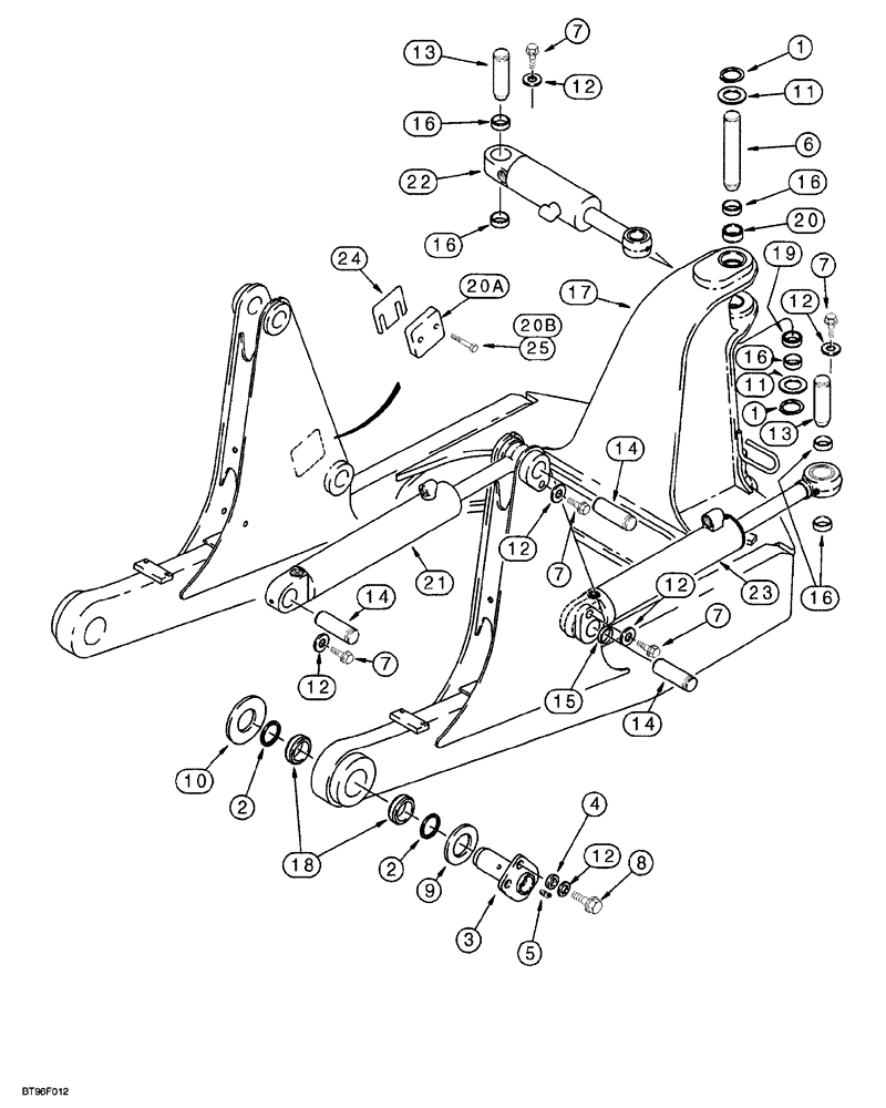 Схема запчастей Case 850G - (9-02) - C-FRAME AND CYLINDER MOUNTING (07) - HYDRAULIC SYSTEM