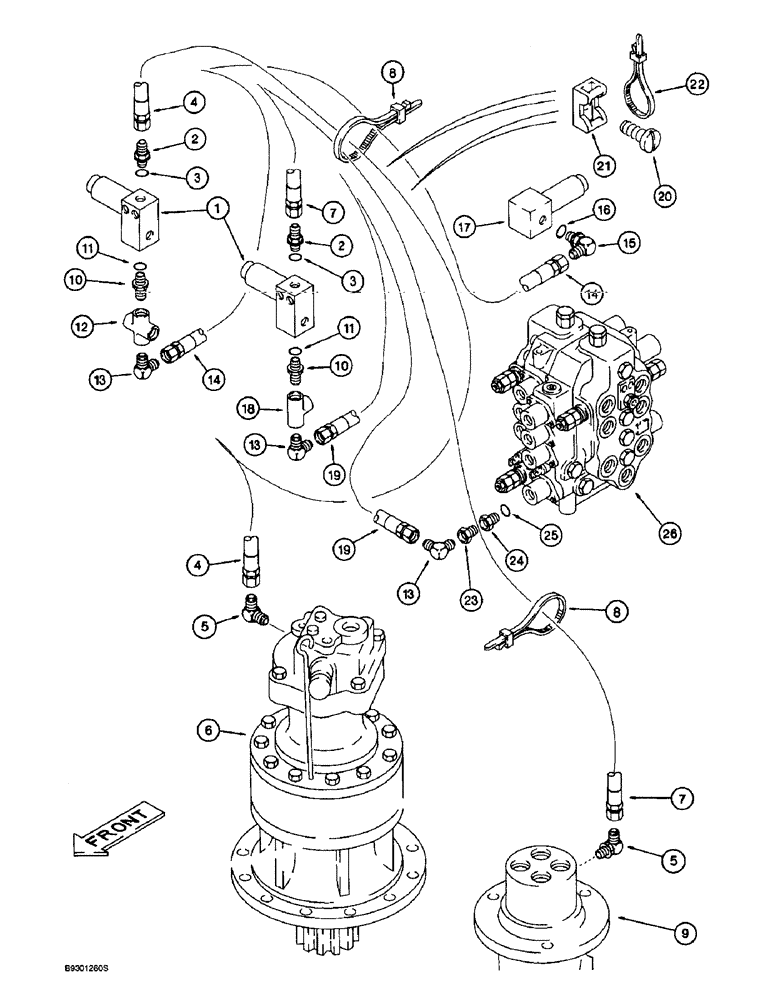 Схема запчастей Case 9010 - (8-40) - HYDRAULIC CONTROL CIRCUIT, SOLENOID HYDRAULICS, TO SWIVEL, SWING MOTOR AND MANIFOLD (08) - HYDRAULICS