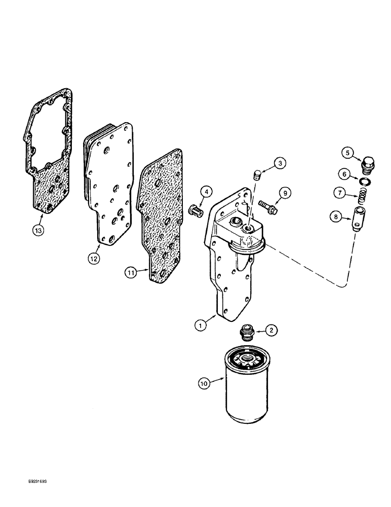 Схема запчастей Case 9010B - (2-050) - OIL FILTER AND COOLER, 4TA-390 ENGINE, *PRIOR TO P.I.N. DAC01#2001 (02) - ENGINE