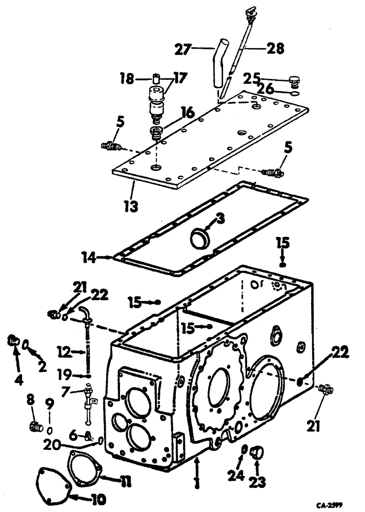 Схема запчастей Case 3400 - (027) - REAR FRAME COVER AND CONNECTIONS (21) - TRANSMISSION