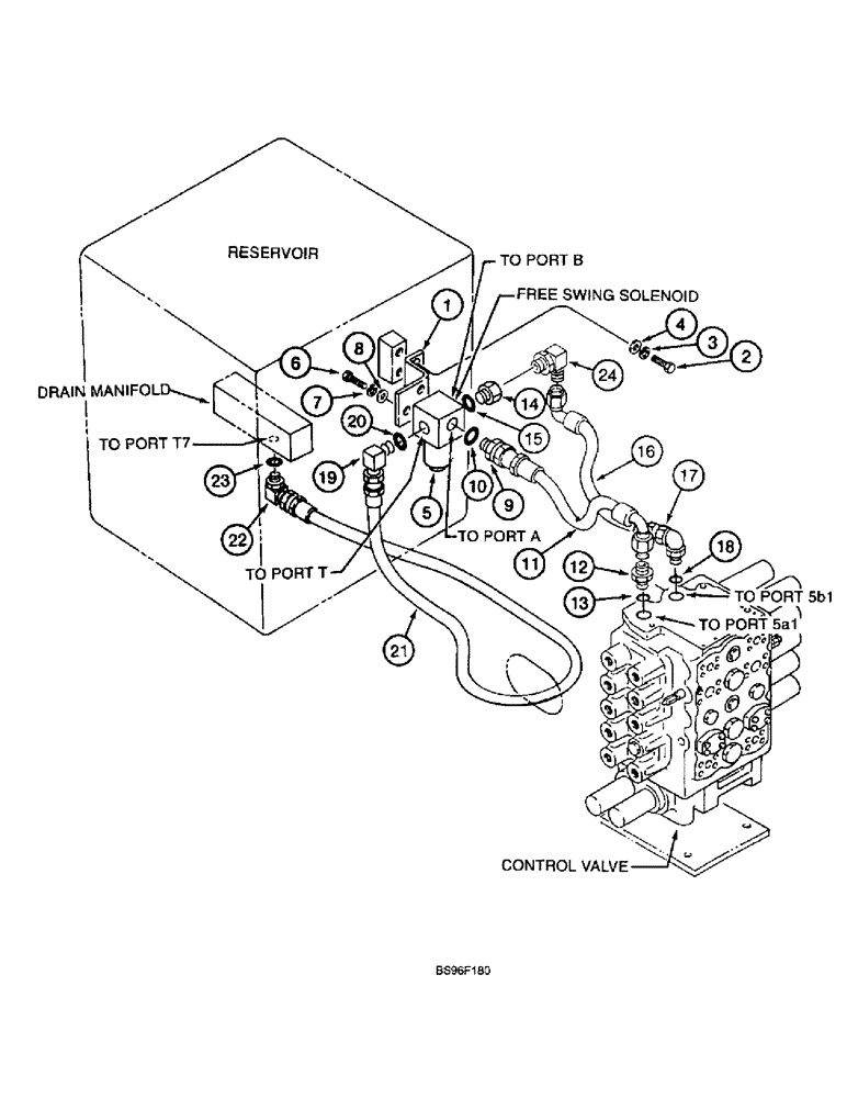 Схема запчастей Case 9060B - (8-068) - FREE SWING CIRCUIT (08) - HYDRAULICS