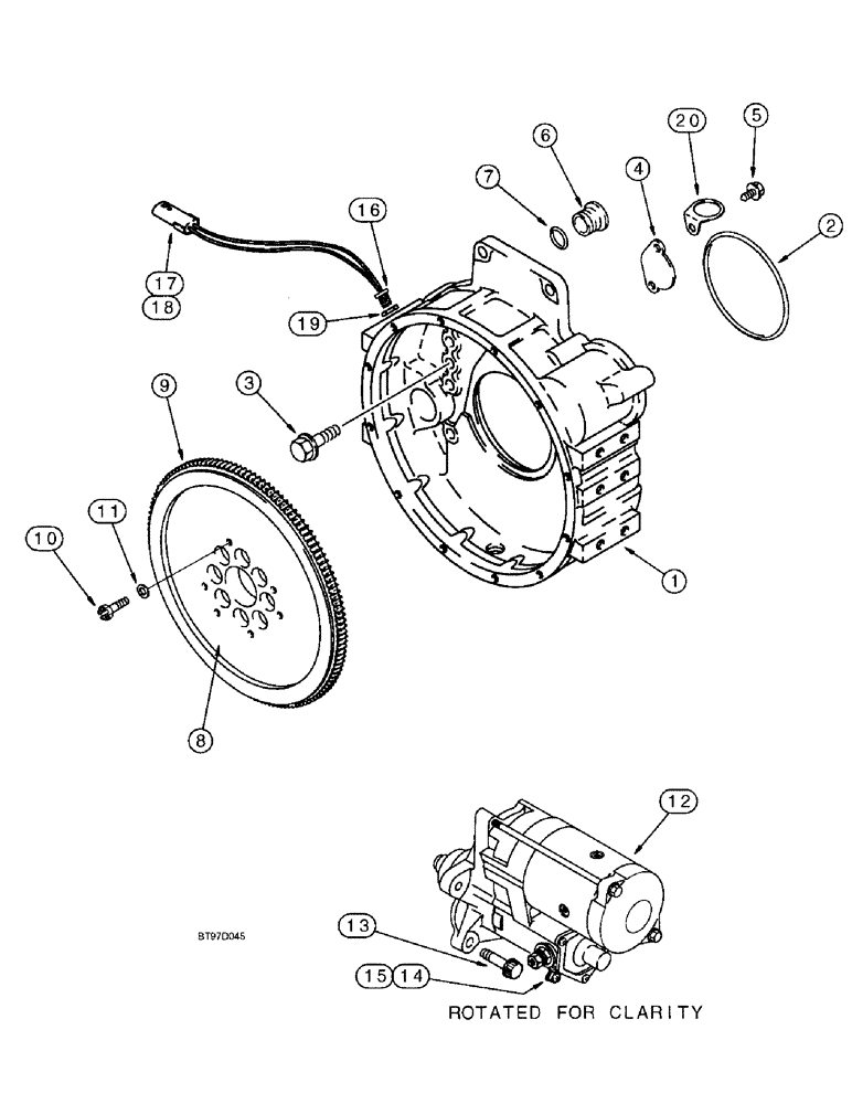 Схема запчастей Case 9040B - (2-86) - FLYWHEEL HOUSING, 6T-830 EMISSIONS CERTIFIED ENGINE, P.I.N. DAC04#2001 AND AFTER (02) - ENGINE