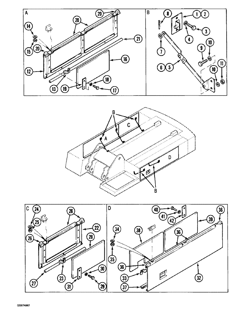 Схема запчастей Case 220B - (9-012) - TURNTABLE SIDE ACCESS COVERS, P.I.N. 74441 THROUGH 74494 (09) - CHASSIS