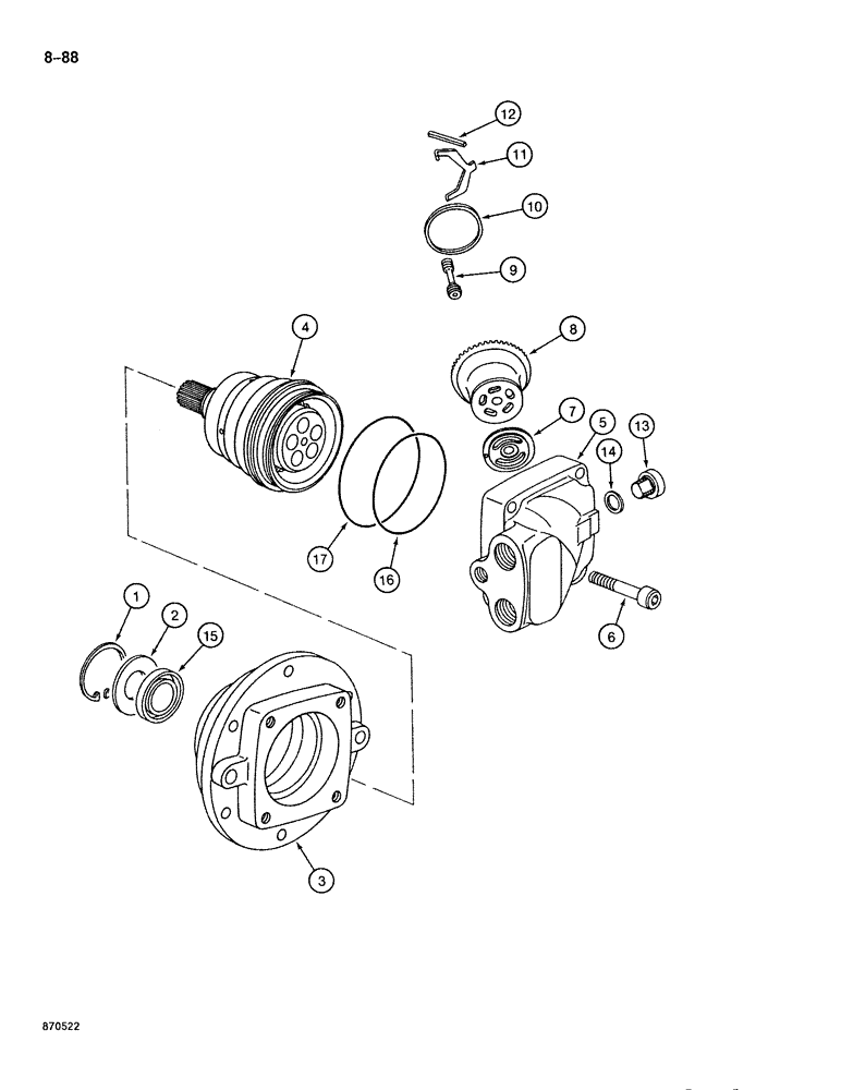 Схема запчастей Case 888 - (8-088) - SWING HYDRAULIC MOTOR (08) - HYDRAULICS