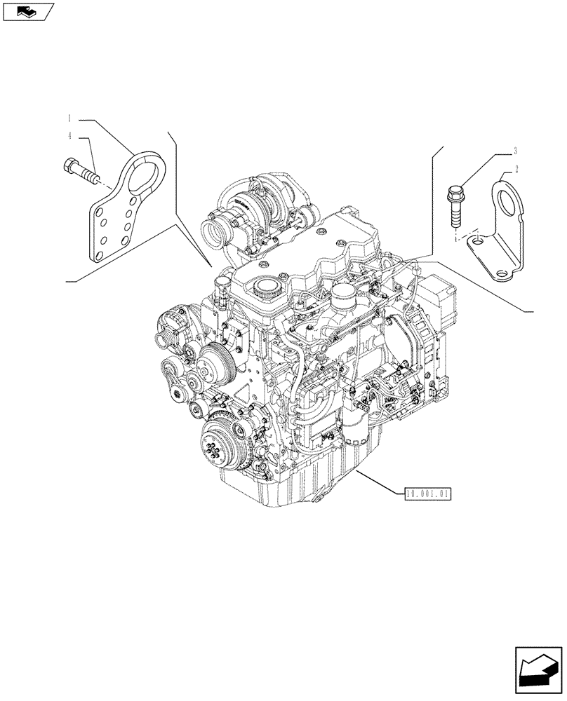 Схема запчастей Case F4HFE413J A003 - (10.012.04) - HOOKS - ENGINE (4894644) (10) - ENGINE