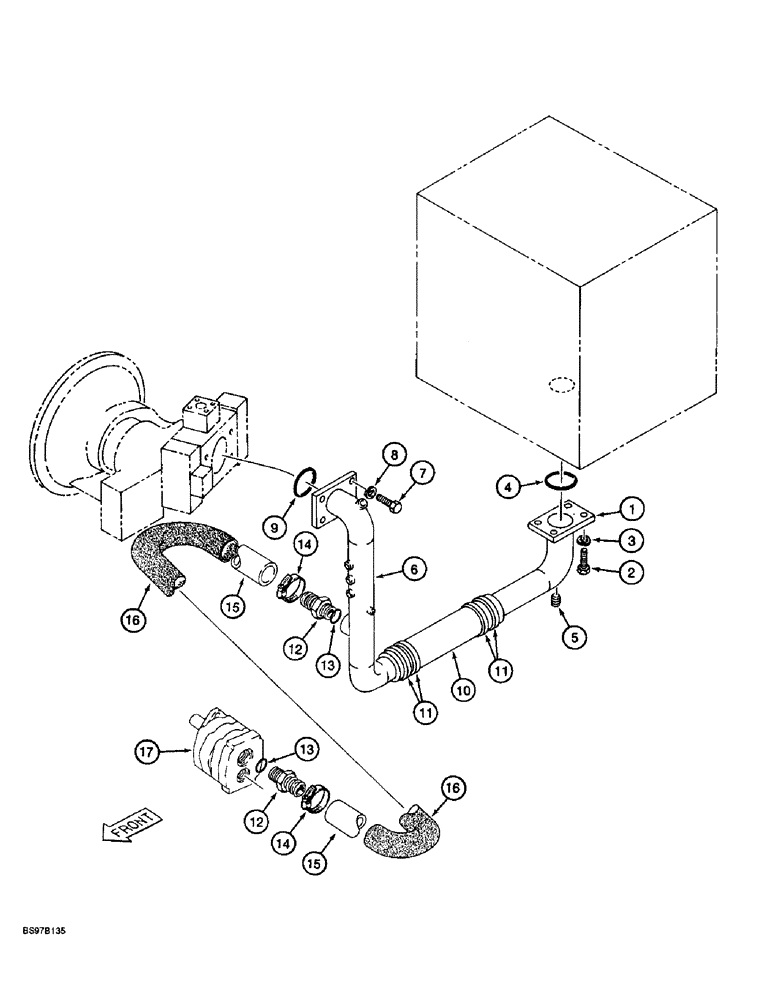 Схема запчастей Case 9060B - (8-010) - RESERVOIR TO PUMP SUCTION LINE (08) - HYDRAULICS