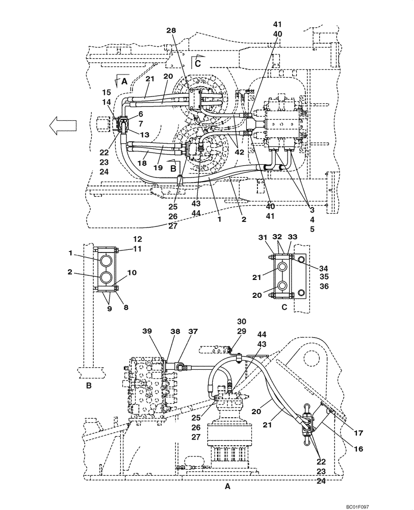 Схема запчастей Case CX800 - (08-10) - HYDRAULICS - SWING (08) - HYDRAULICS