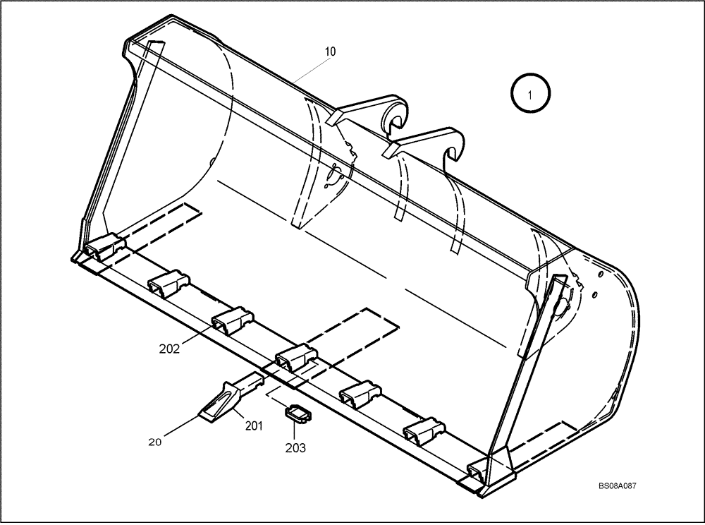 Схема запчастей Case 321D - (64.213[2989631000]) - LIGHT GOODS BUCKET 1,2M3-M.Z.-2100BR (82) - FRONT LOADER & BUCKET