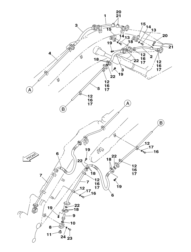 Схема запчастей Case CX350 - (08-067-00[01]) - HYDRAULIC CIRCUIT - PICK HAMMER - DIPPER (2.63 M - 3.25 M) (08) - HYDRAULICS