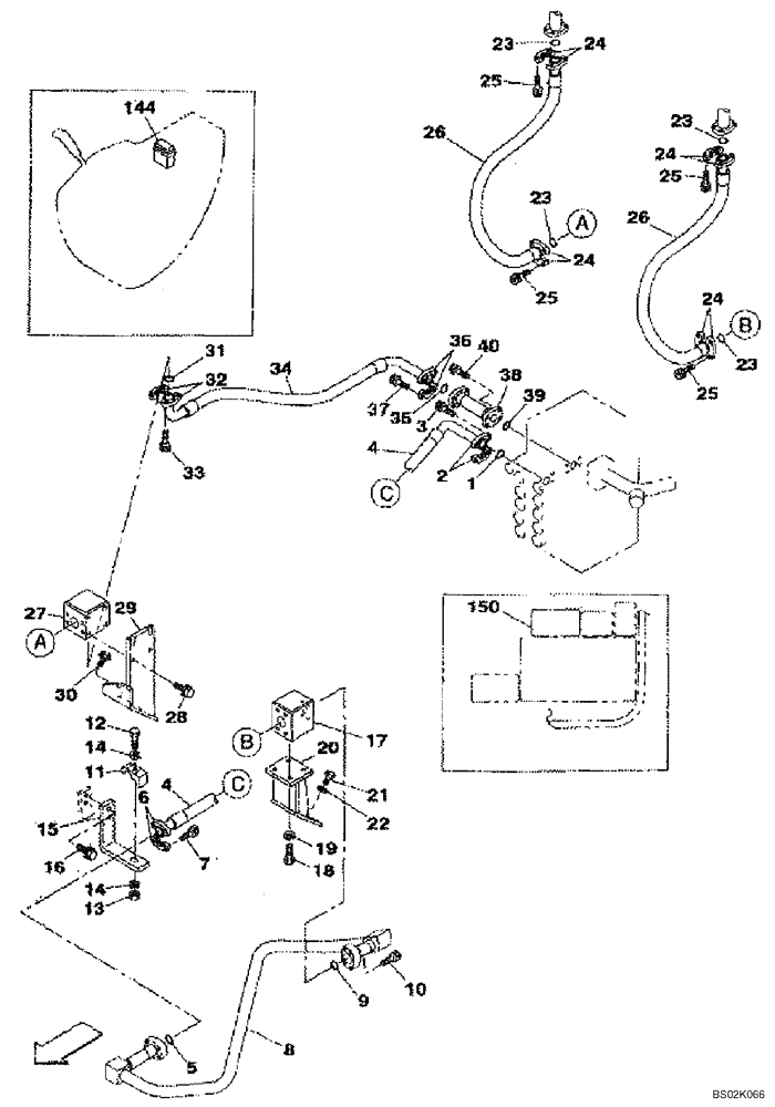 Схема запчастей Case CX330 - (08-042-00[01]) - HYDRAULICS, AUXILIARY - DOUBLE ACTING CIRCUIT, TRIGGER ACTIVATED (08) - HYDRAULICS