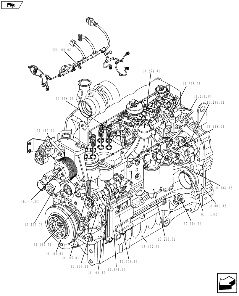 Схема запчастей Case F4DFE613F A002 - (10.000.01[01]) - PICTORIAL INDEX - ENGINE (84265770) (10) - ENGINE