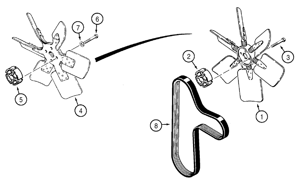 Схема запчастей Case 750H - (02-02) - FAN FAN BELT (02) - ENGINE