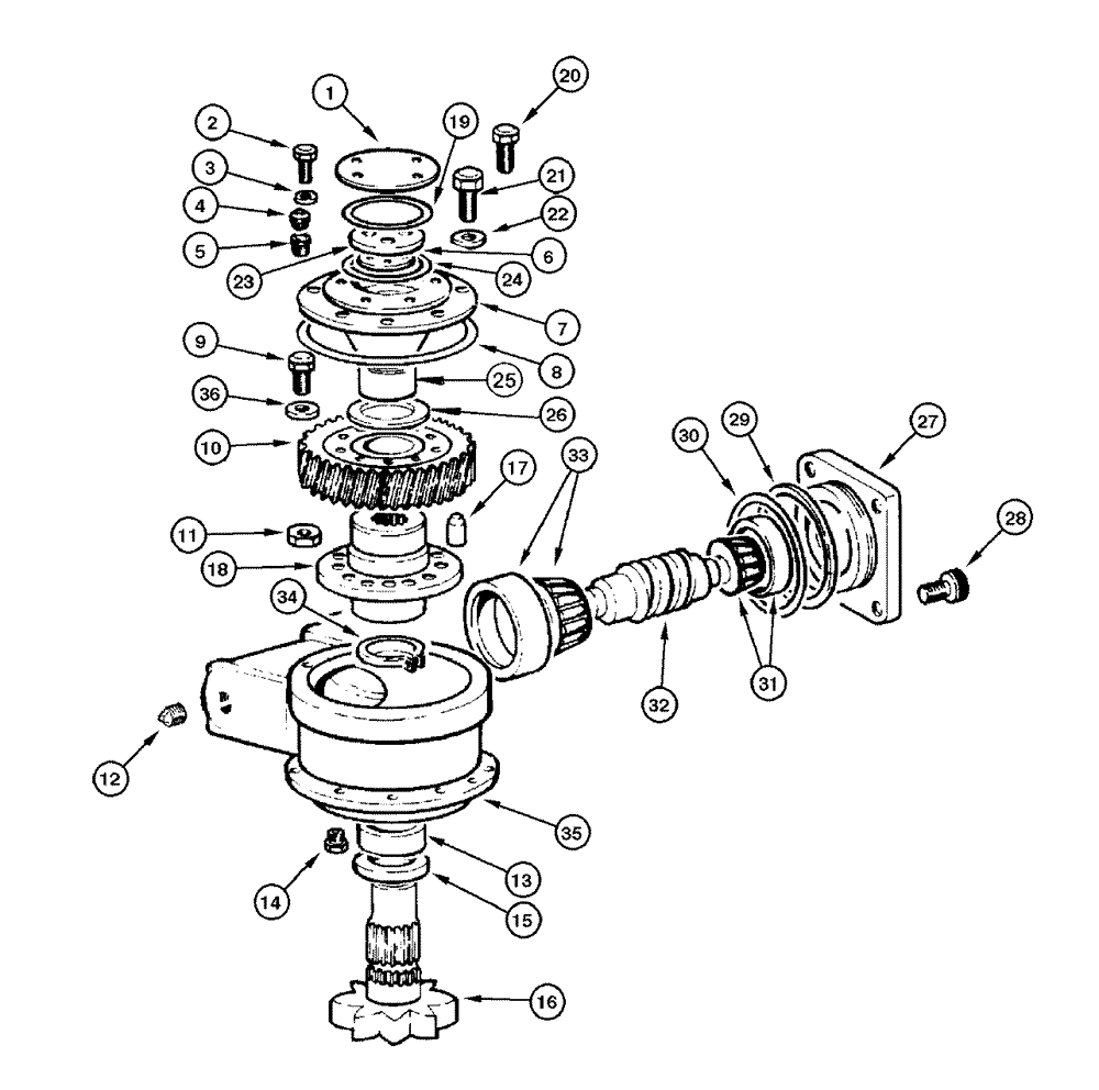 Схема запчастей Case 865 DHP - (8-042) - CIRCLE HYDRAULIC CIRCUIT - TURN-CIRCLE REDUCER (08) - HYDRAULICS