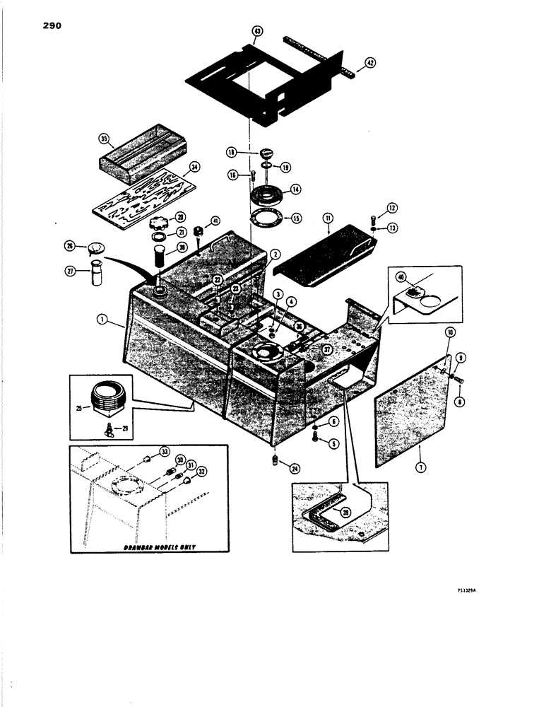 Схема запчастей Case 450 - (290) - FUEL TANK AND HYDRAULIC RESERVOIR ASSEMBLY (05) - UPPERSTRUCTURE CHASSIS