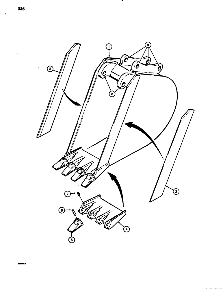 Схема запчастей Case 780B - (336) - 18" BACKHOE TRENCHING BUCKET (09) - CHASSIS/ATTACHMENTS