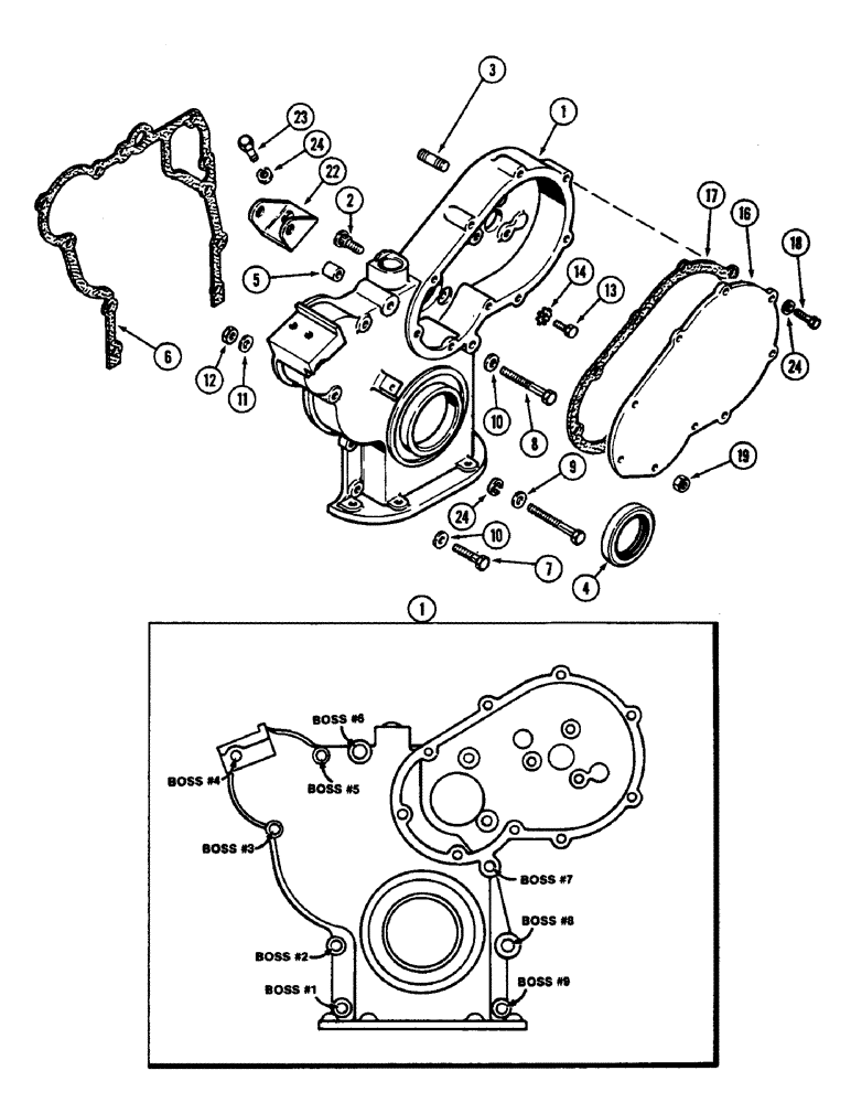 Схема запчастей Case 350B - (046) - TIMING GEAR COVER, 188 DIESEL ENGINE (01) - ENGINE