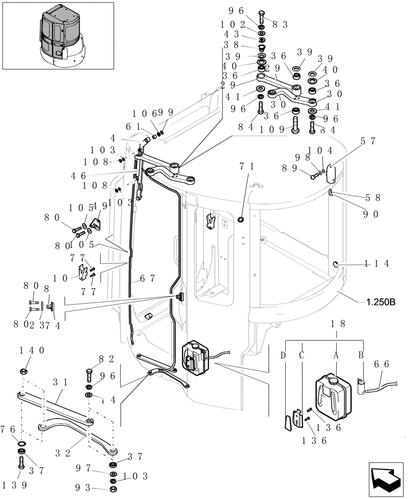 Схема запчастей Case CX27B - (1.250B[03]) - CAB (01) - Section 1