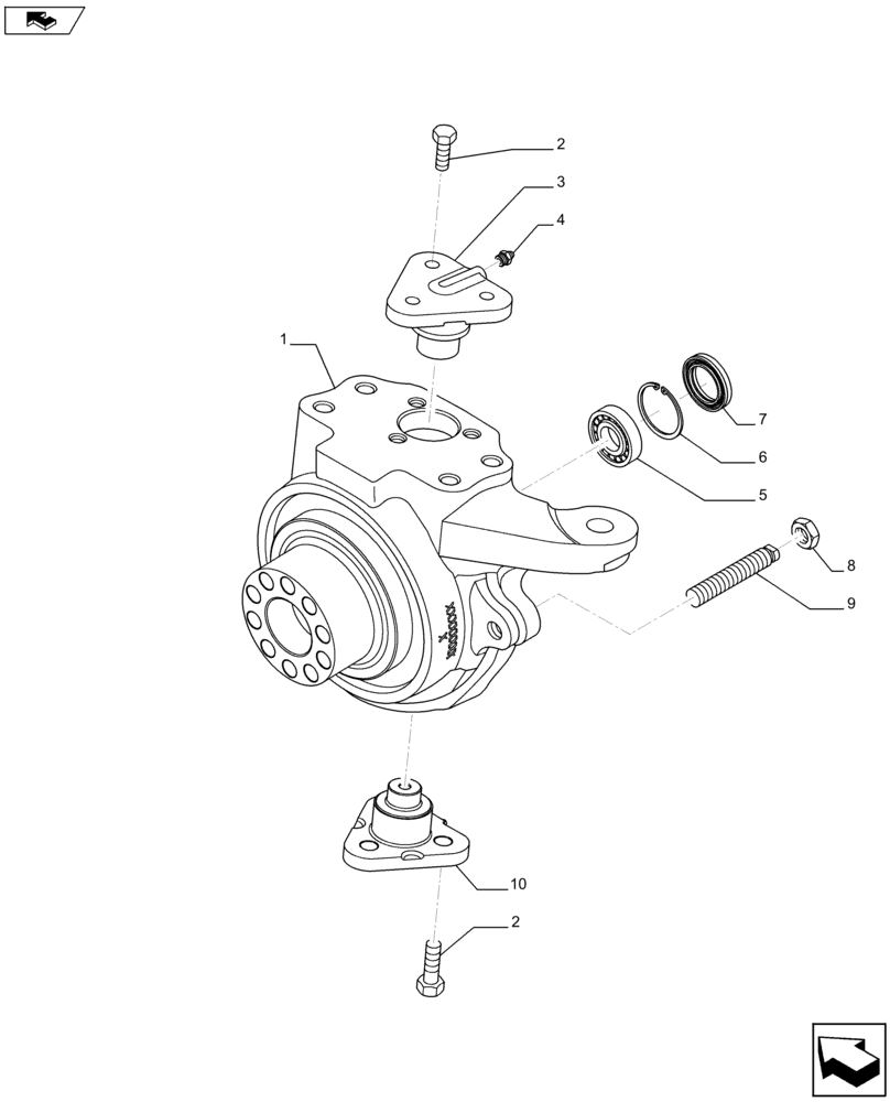 Схема запчастей Case 590SN - (25.108.01[02]) - AXLE, FRONT DRIVE - HOUSING, SWIVEL HD ACP (580SN WT, 590SN) (25) - FRONT AXLE SYSTEM