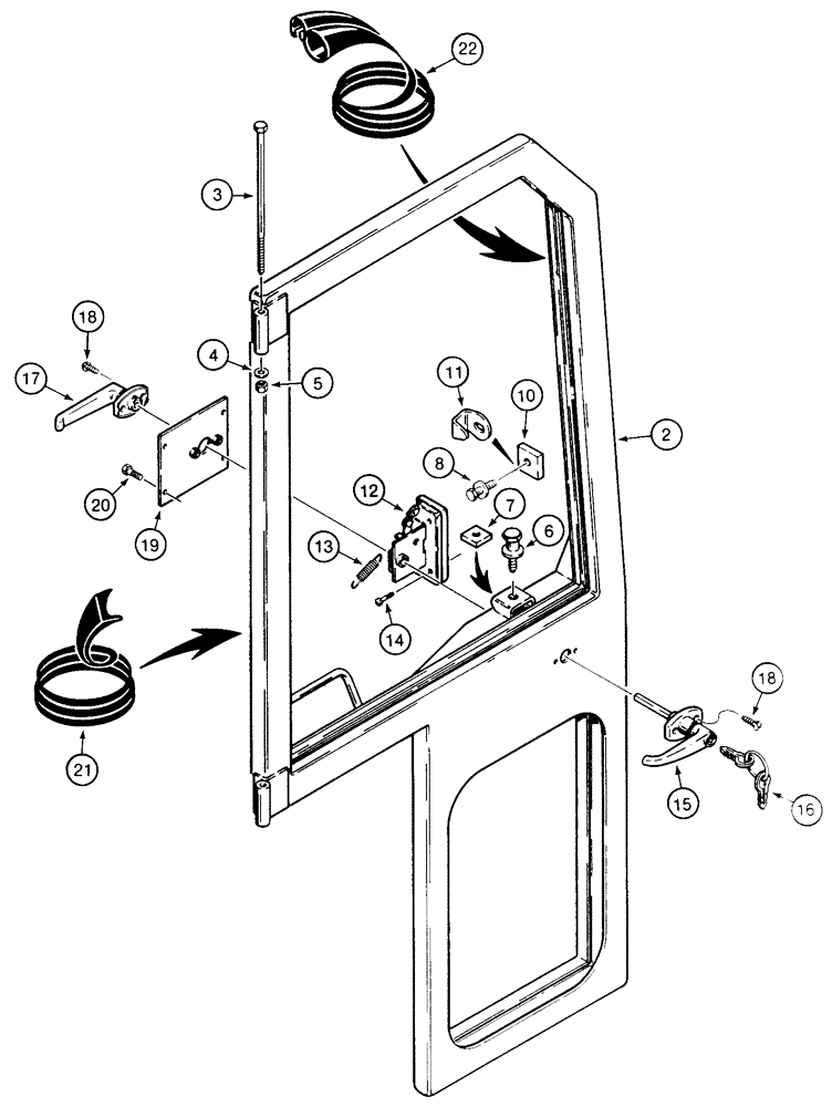 Схема запчастей Case 850E - (9-066) - CAB DOORS (09) - CHASSIS/ATTACHMENTS