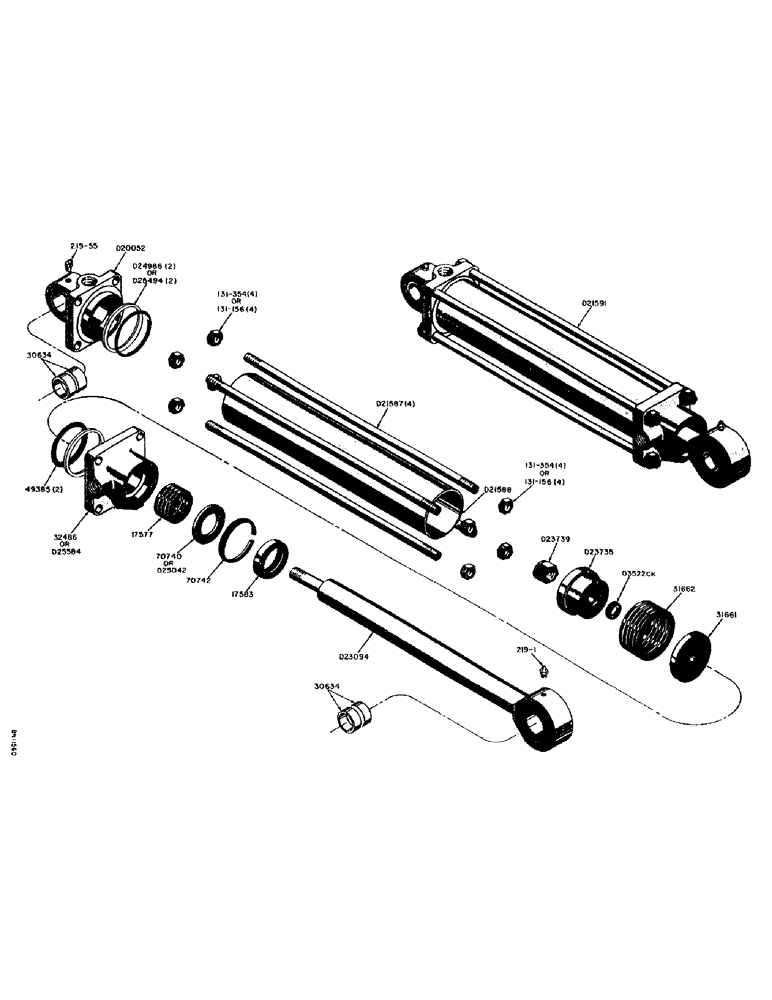 Схема запчастей Case 21 - (46) - D21591 HYDRAULIC CROWD CYLINDER 