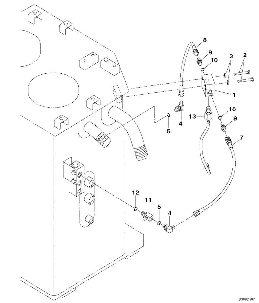 Схема запчастей Case CX350B - (08-03) - HYDRAULIC RESERVOIR - PRESSURE SWITCH (08) - HYDRAULICS