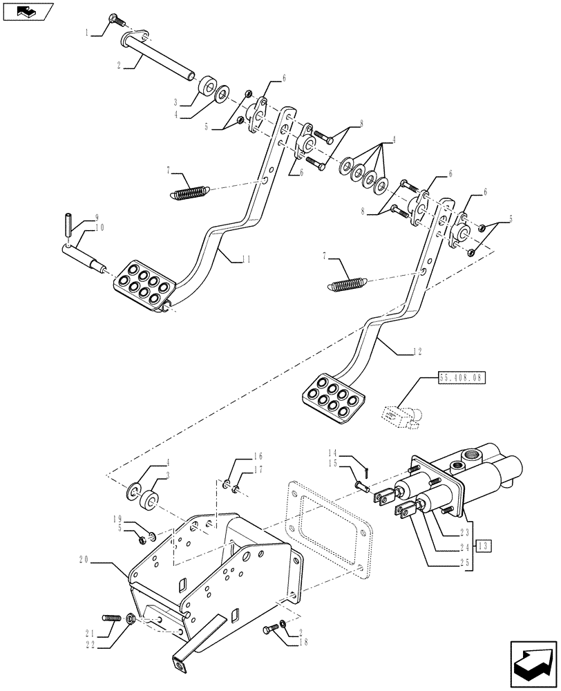 Схема запчастей Case 580SN WT - (33.202.02) - BRAKE - PEDAL (33) - BRAKES & CONTROLS