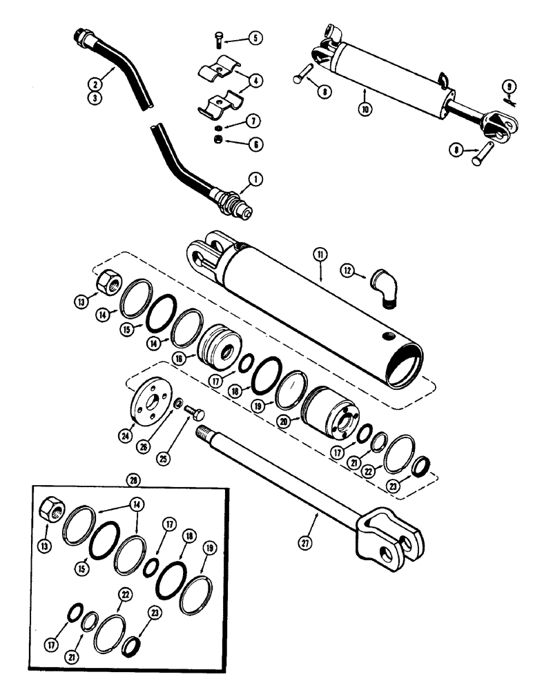 Схема запчастей Case 480CK - (144) - 2-1/2 INCH X 8 INCH REMOTE HYDRAULIC CYLINDER 