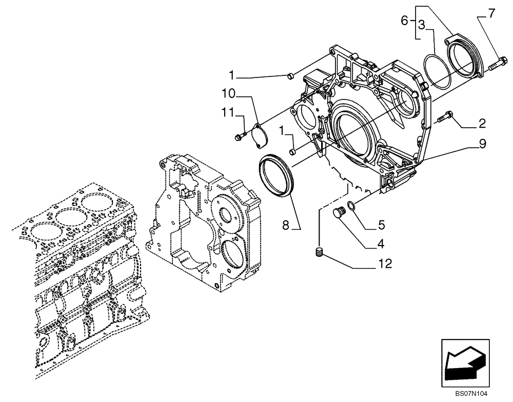 Схема запчастей Case 588G - (02-14) - CRANKCASE COVERS (2855177) (02) - ENGINE