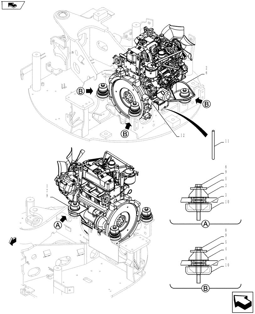 Схема запчастей Case CX27B ASN - (10.012.02) - ENGINE INSTALL (10) - ENGINE