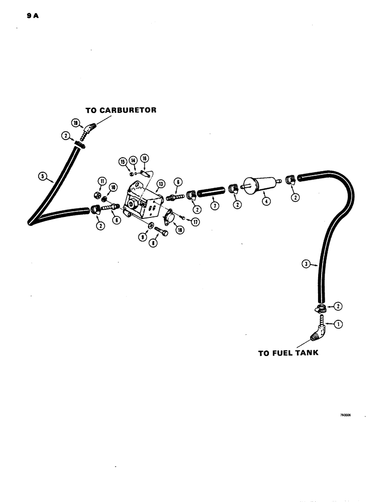 Схема запчастей Case 1816 - (09A) - FUEL LINES, MODELS WITH ELECTRIC FUEL PUMP (10) - ENGINE