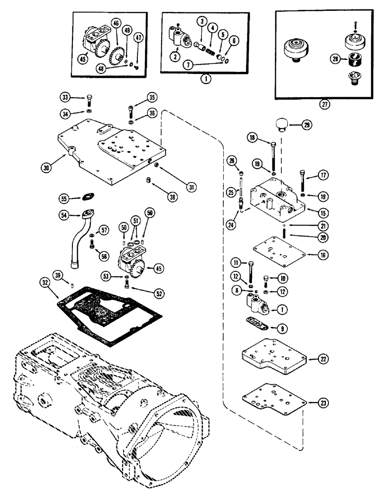 Схема запчастей Case 580B - (186) - PUMP AND VALVE ADAPTER (06) - POWER TRAIN