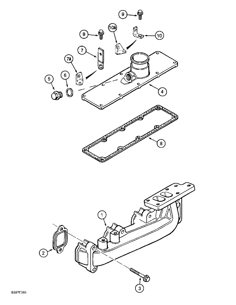 Схема запчастей Case 590SL - (2-20) - MANIFOLDS, 4T-390 ENGINE, EXHAUST, INTAKE (02) - ENGINE