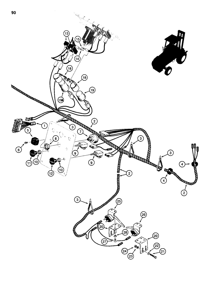 Схема запчастей Case 586D - (090) - ELECTRICAL CIRCUIT, FLASHER HARNESS AND CONTROLS (55) - ELECTRICAL SYSTEMS