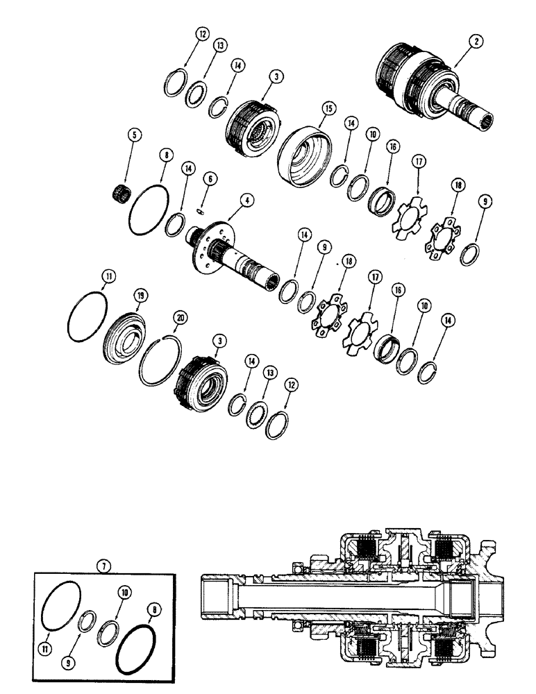 Схема запчастей Case 580 - (095A) - A38133 POWER SHUTTLE CLUTCH, ROCKFORD (21) - TRANSMISSION