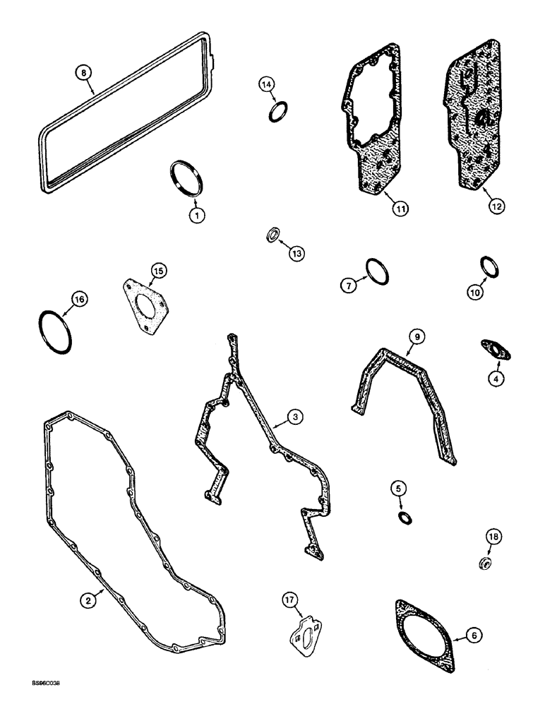 Схема запчастей Case 570LXT - (2-056) - GASKET KIT, 4-390 ENGINE, 4T-390 ENGINE, CYLINDER BLOCK (02) - ENGINE