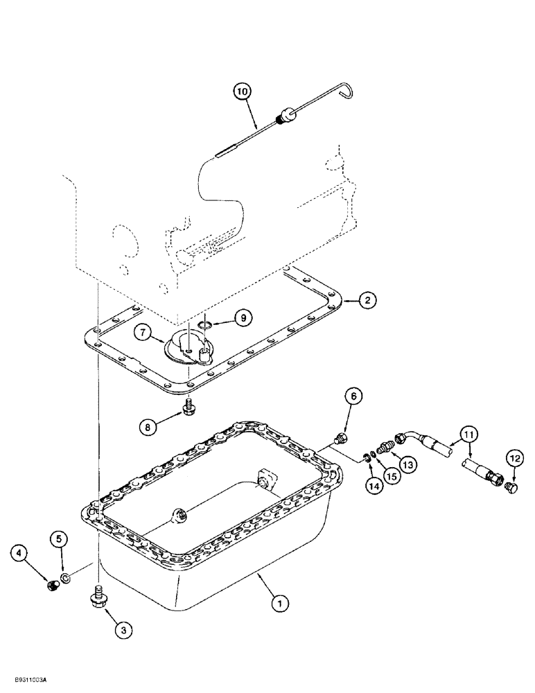 Схема запчастей Case 1838 - (2-08) - OIL PAN, KUBOTA V2203 ENGINE (02) - ENGINE