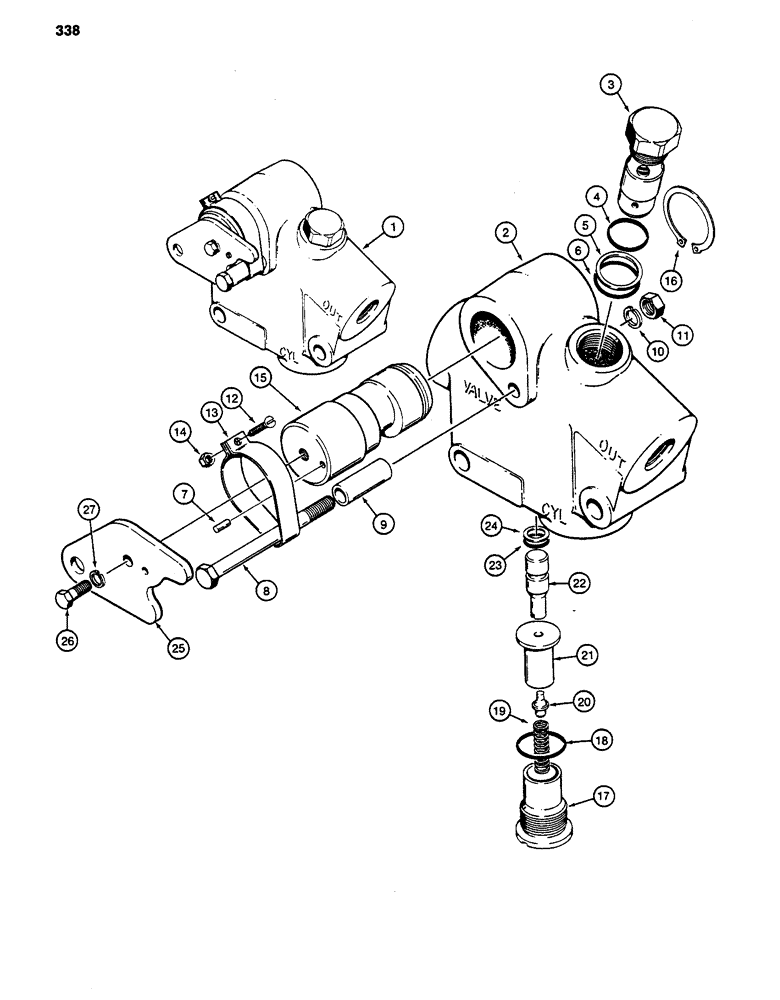 Схема запчастей Case 480D - (338) - BOOM LOCK VALVE, 480D MODELS ONLY (35) - HYDRAULIC SYSTEMS